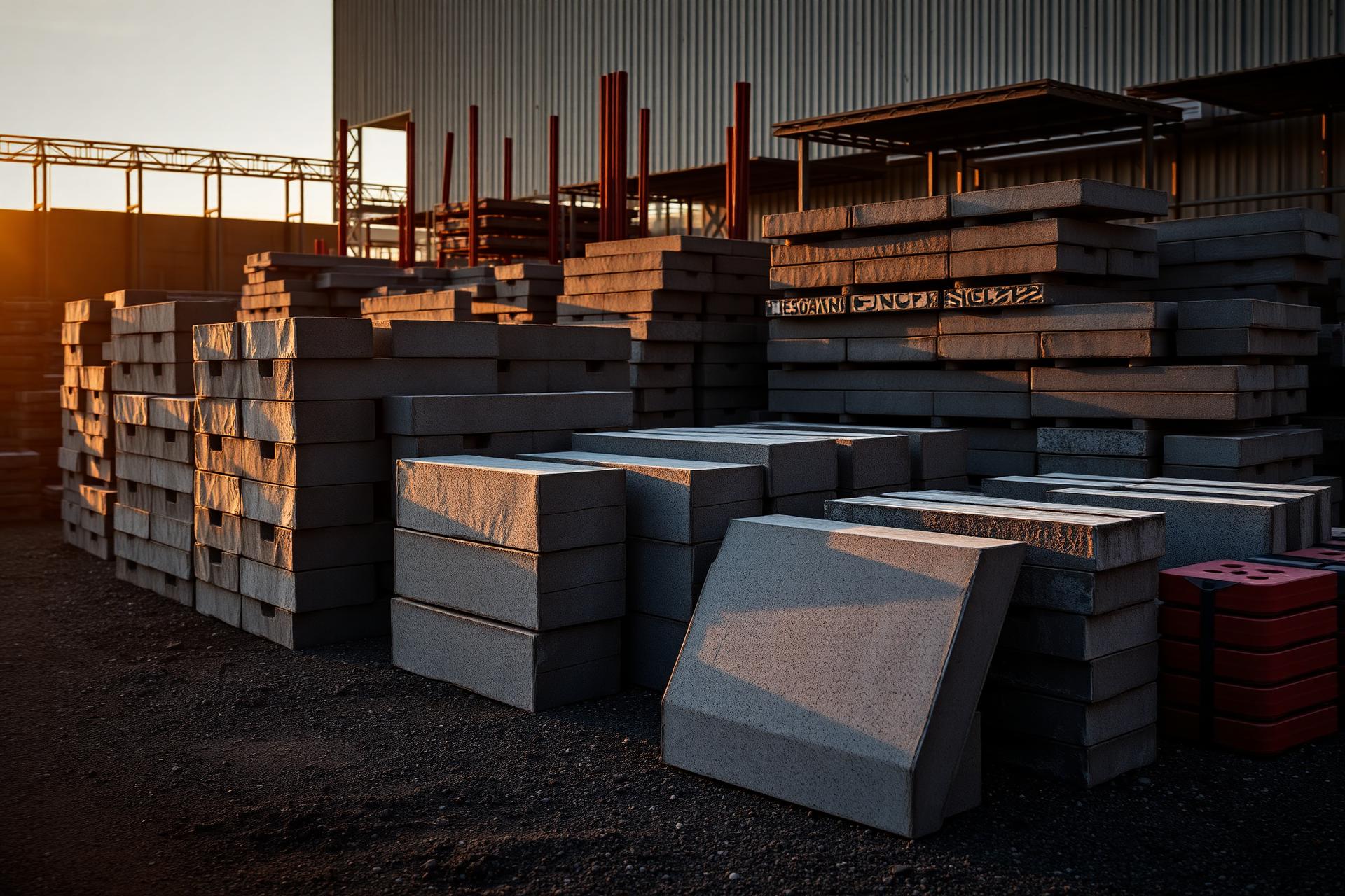 Pátio com artefatos de concreto